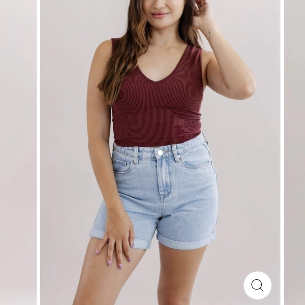 Blank NYC Perry High Rise Cuffed Mom Jean Short in Medium Blue NWT